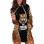 Brisbane Rugby Custom Hoodie Dress Go Tigers Skin Pattern - Aussie Hoodie