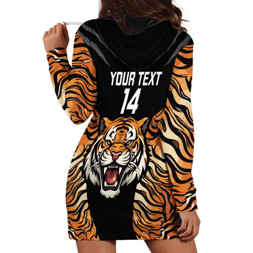 Brisbane Rugby Custom Hoodie Dress Go Tigers Skin Pattern - Aussie Hoodie