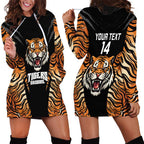 Brisbane Rugby Custom Hoodie Dress Go Tigers Skin Pattern - Aussie Hoodie