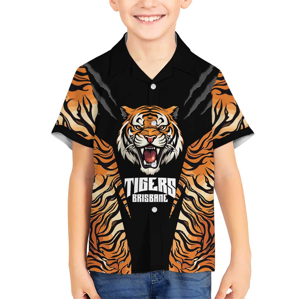 Brisbane Rugby Custom Kid Hawaiian Shirt Go Tigers Skin Pattern - Aussie Hoodie