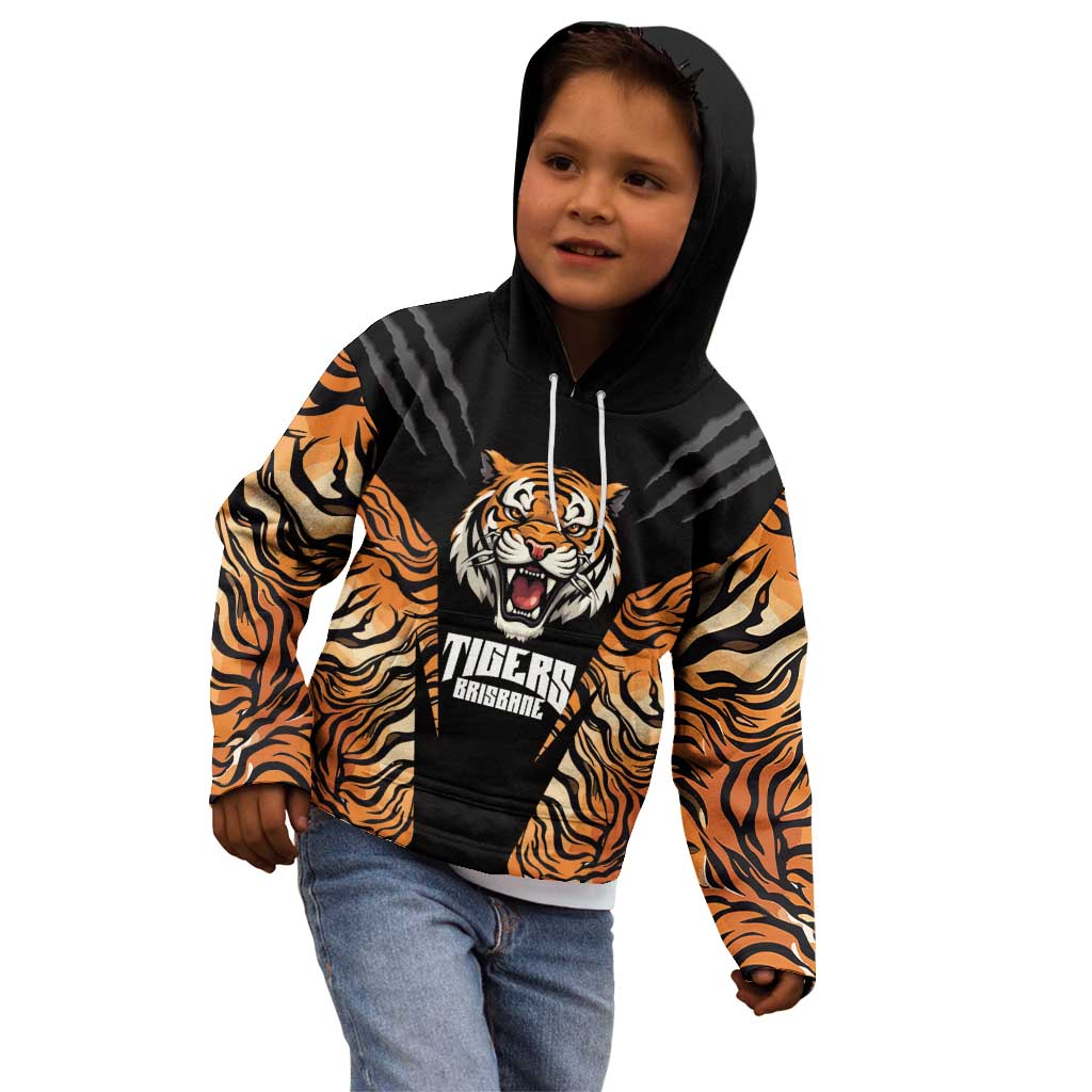 Brisbane Rugby Custom Kid Hoodie Go Tigers Skin Pattern - Aussie Hoodie