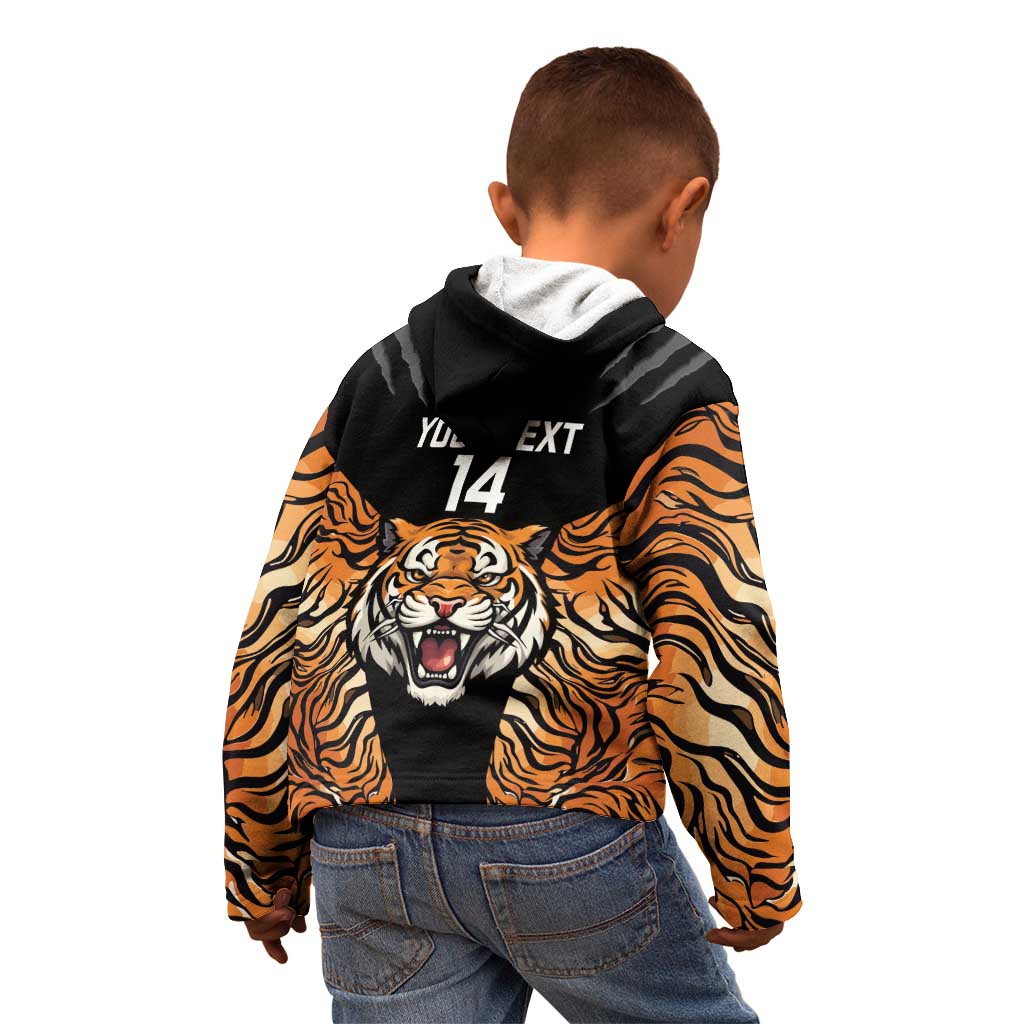 Brisbane Rugby Custom Kid Hoodie Go Tigers Skin Pattern - Aussie Hoodie