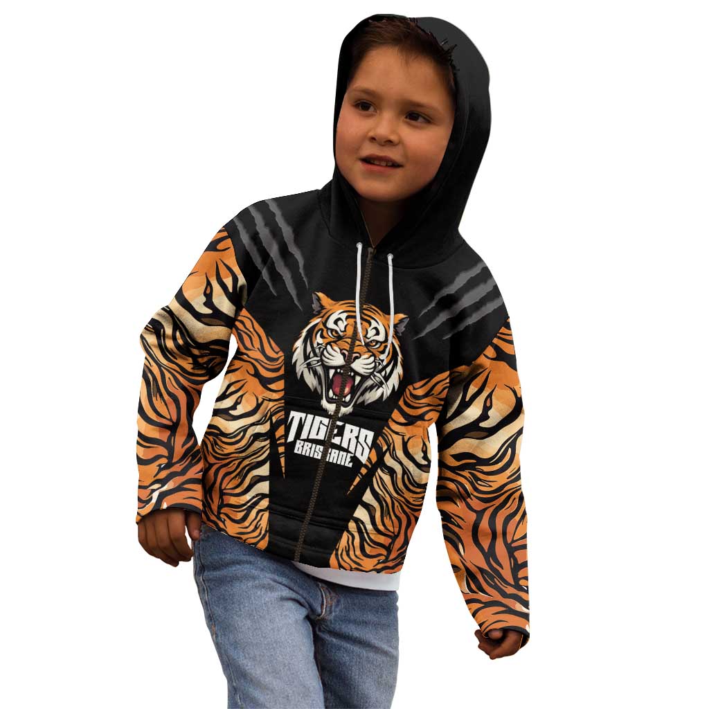 Brisbane Rugby Custom Kid Hoodie Go Tigers Skin Pattern - Aussie Hoodie