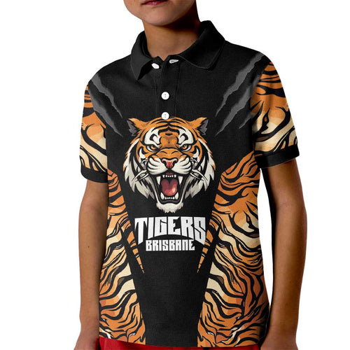Brisbane Rugby Custom Kid Polo Shirt Go Tigers Skin Pattern - Aussie Hoodie