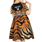 Brisbane Rugby Custom Kid Short Sleeve Dress Go Tigers Skin Pattern - Aussie Hoodie