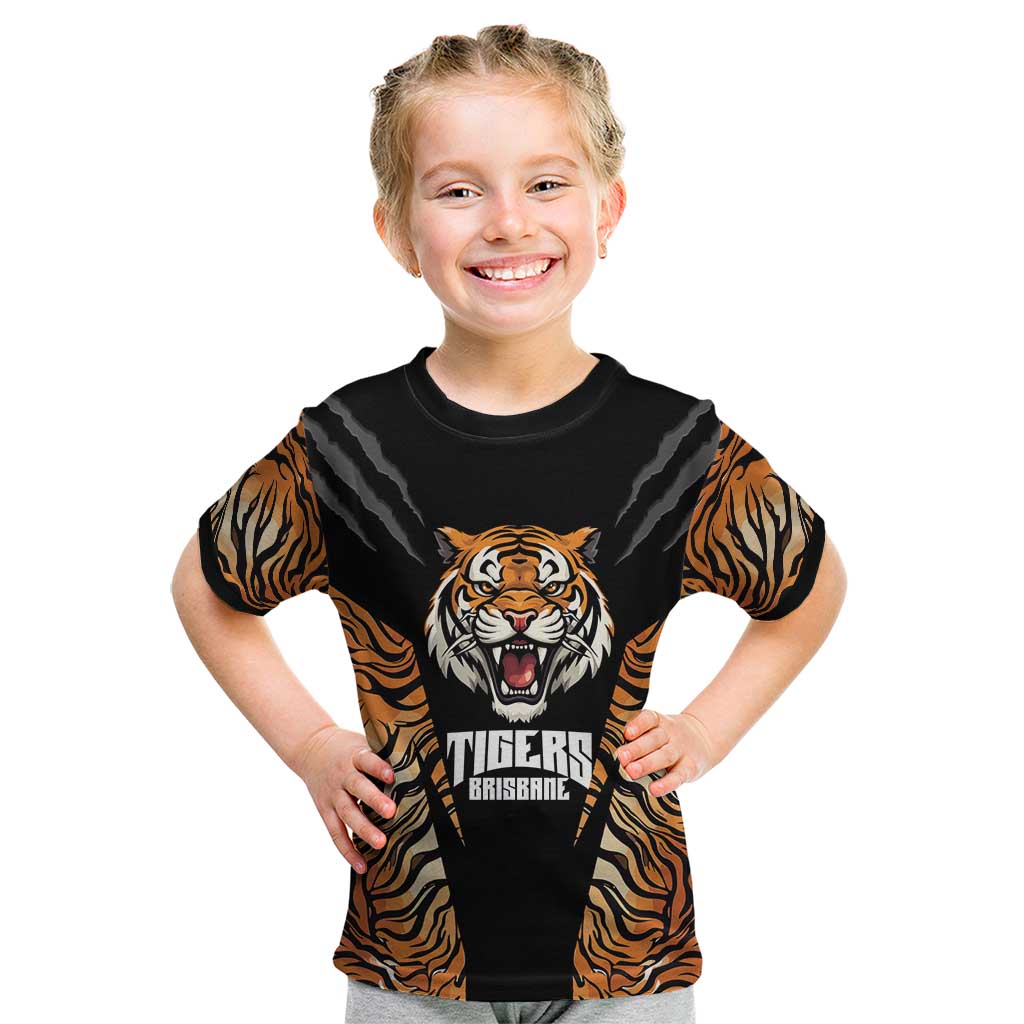 Brisbane Rugby Custom Kid T Shirt Go Tigers Skin Pattern - Aussie Hoodie