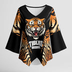 Brisbane Rugby Custom Kimono Sleeve Blouse Go Tigers Skin Pattern - Aussie Hoodie