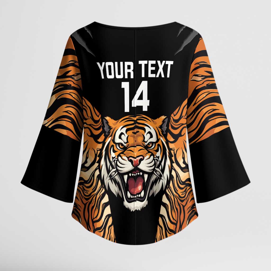 Brisbane Rugby Custom Kimono Sleeve Blouse Go Tigers Skin Pattern - Aussie Hoodie