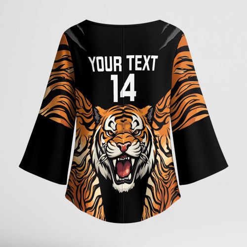Brisbane Rugby Custom Kimono Sleeve Blouse Go Tigers Skin Pattern - Aussie Hoodie