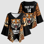 Brisbane Rugby Custom Kimono Sleeve Blouse Go Tigers Skin Pattern - Aussie Hoodie