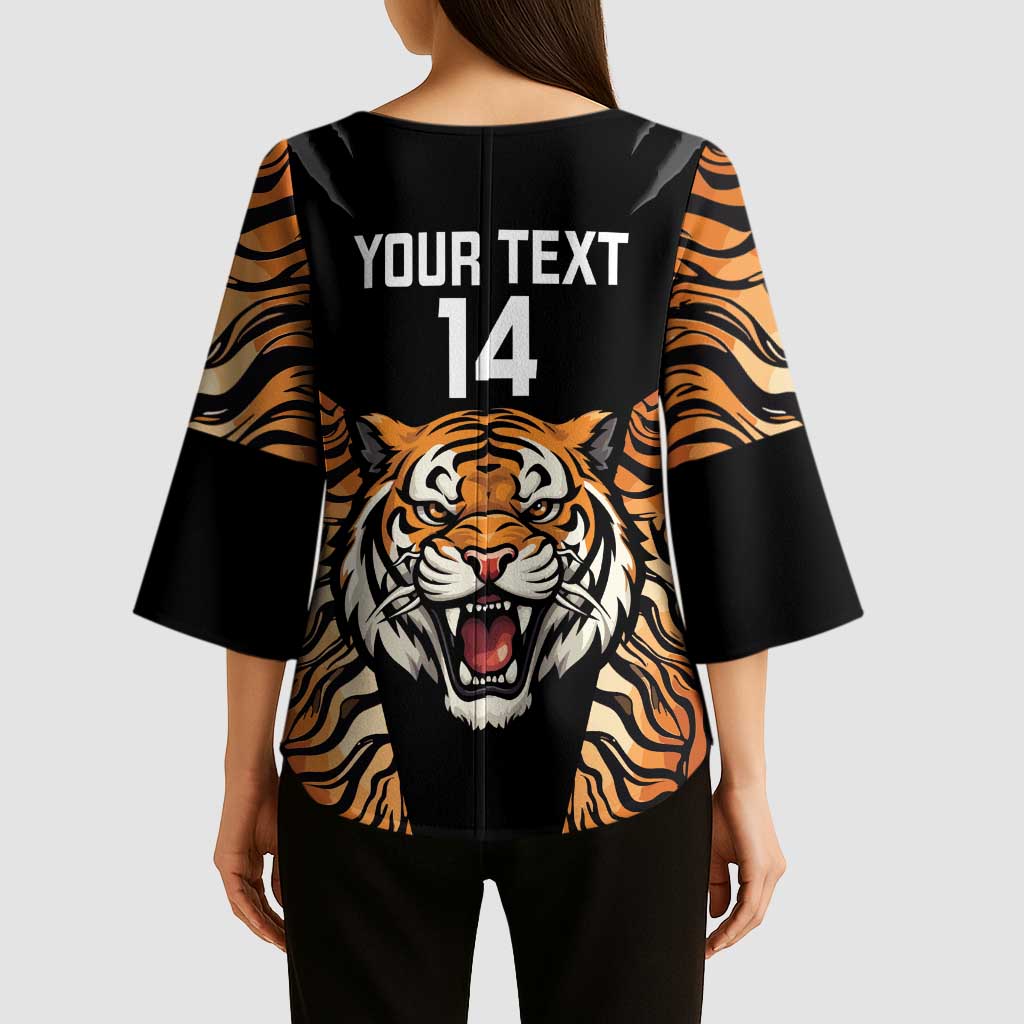 Brisbane Rugby Custom Kimono Sleeve Blouse Go Tigers Skin Pattern - Aussie Hoodie