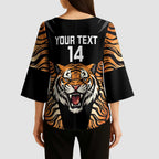 Brisbane Rugby Custom Kimono Sleeve Blouse Go Tigers Skin Pattern - Aussie Hoodie