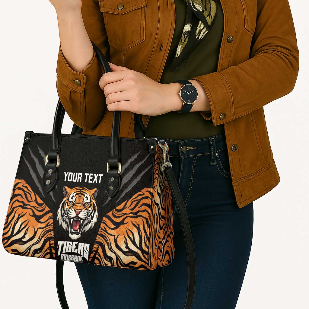 Brisbane Rugby Custom Leather Bag Go Tigers Skin Pattern - Aussie Hoodie