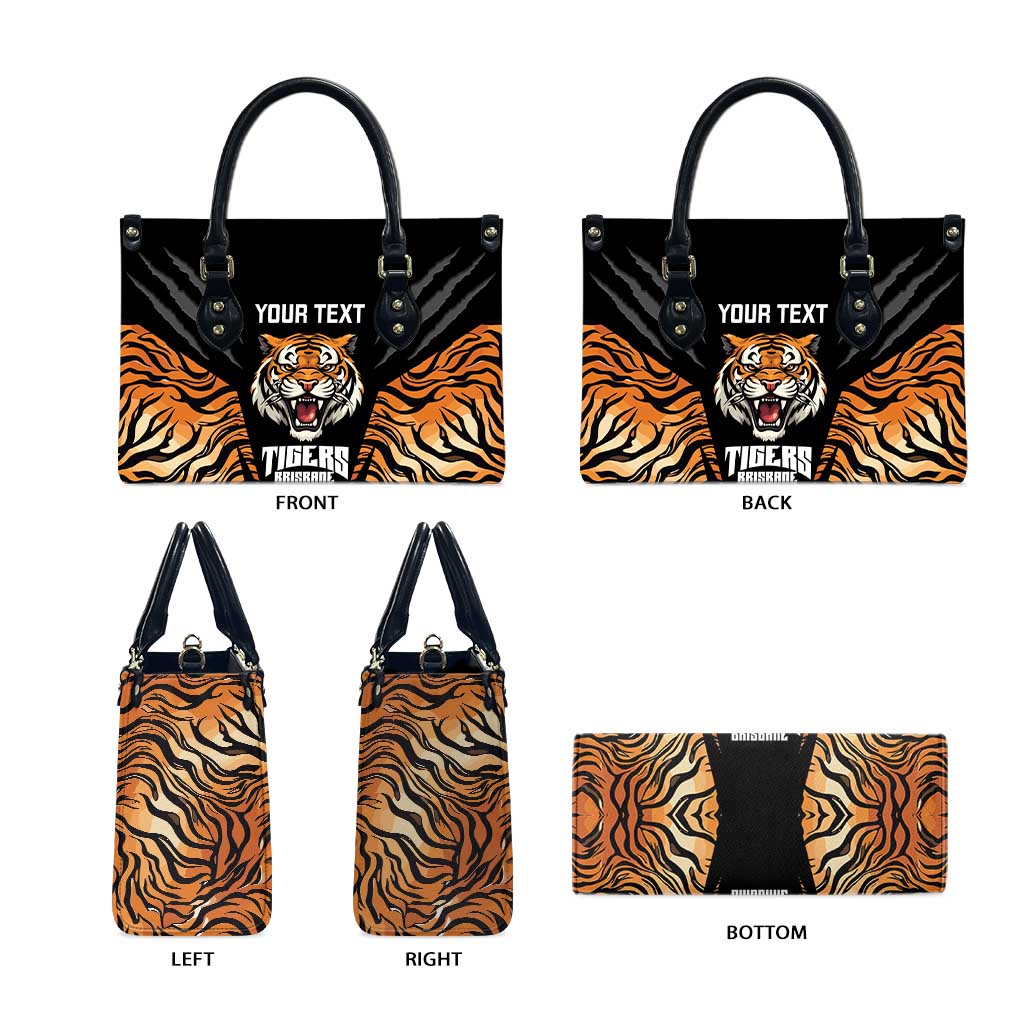 Brisbane Rugby Custom Leather Bag Go Tigers Skin Pattern - Aussie Hoodie