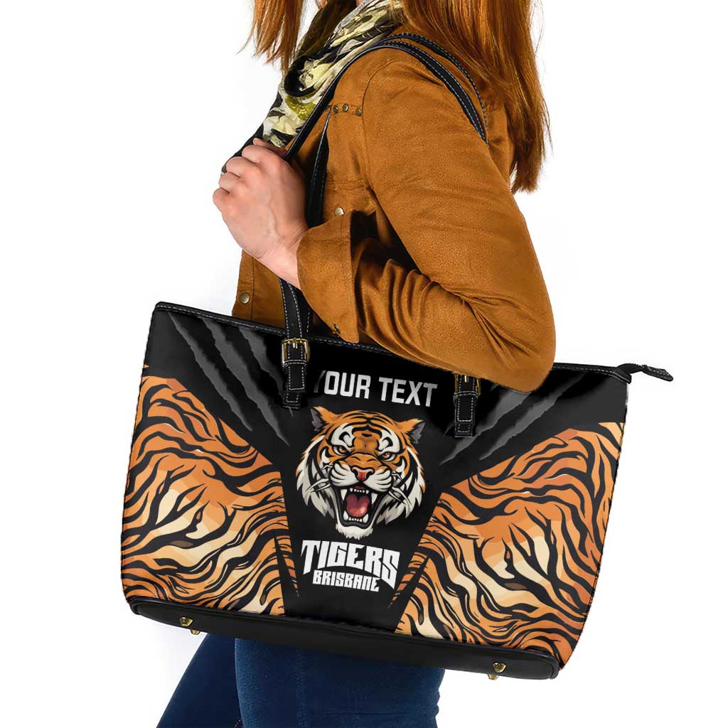 Brisbane Rugby Custom Leather Tote Bag Go Tigers Skin Pattern - Aussie Hoodie