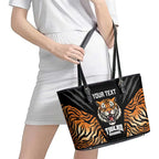 Brisbane Rugby Custom Leather Tote Bag Go Tigers Skin Pattern - Aussie Hoodie