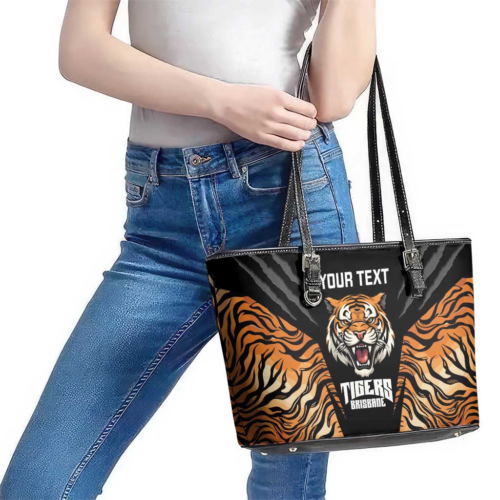 Brisbane Rugby Custom Leather Tote Bag Go Tigers Skin Pattern - Aussie Hoodie