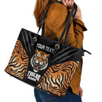 Brisbane Rugby Custom Leather Tote Bag Go Tigers Skin Pattern - Aussie Hoodie