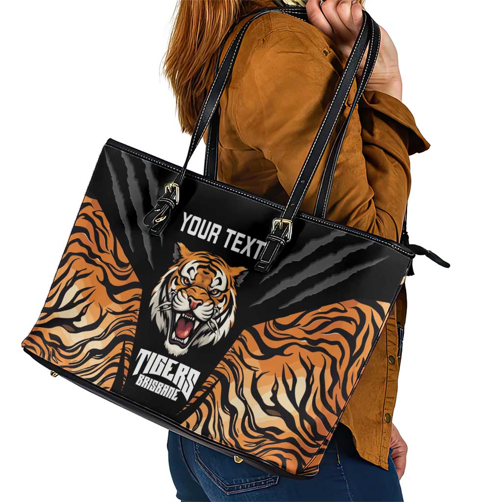 Brisbane Rugby Custom Leather Tote Bag Go Tigers Skin Pattern - Aussie Hoodie