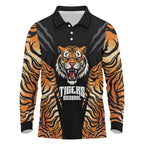 Brisbane Rugby Custom Long Sleeve Polo Shirt Go Tigers Skin Pattern - Aussie Hoodie