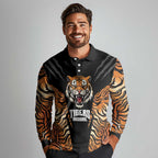Brisbane Rugby Custom Long Sleeve Polo Shirt Go Tigers Skin Pattern - Aussie Hoodie