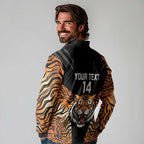 Brisbane Rugby Custom Long Sleeve Polo Shirt Go Tigers Skin Pattern - Aussie Hoodie
