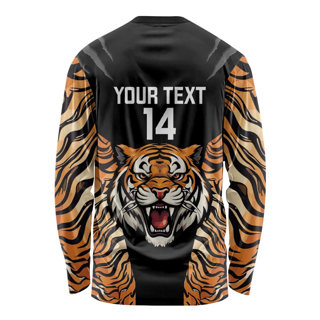 Brisbane Rugby Custom Long Sleeve Shirt Go Tigers Skin Pattern - Aussie Hoodie