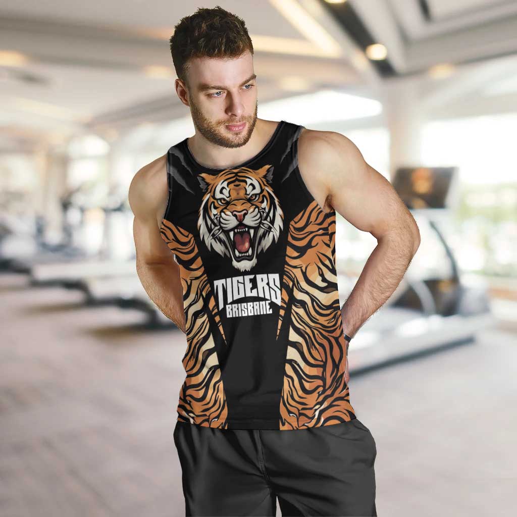 Brisbane Rugby Custom Men Tank Top Go Tigers Skin Pattern - Aussie Hoodie