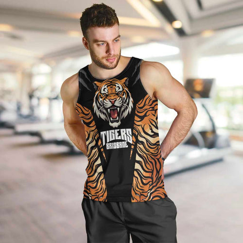 Brisbane Rugby Custom Men Tank Top Go Tigers Skin Pattern - Aussie Hoodie