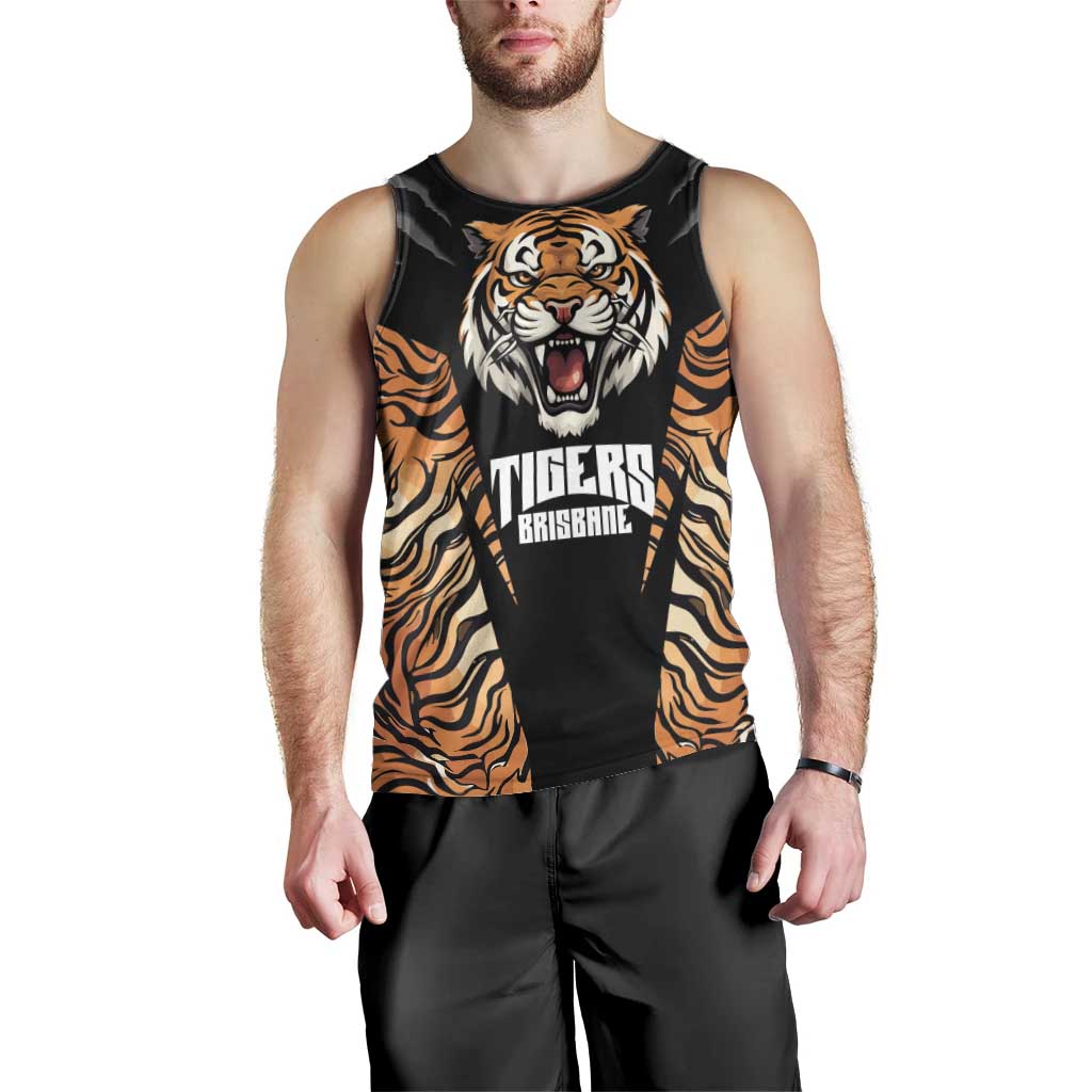 Brisbane Rugby Custom Men Tank Top Go Tigers Skin Pattern - Aussie Hoodie