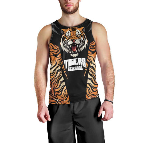 Brisbane Rugby Custom Men Tank Top Go Tigers Skin Pattern - Aussie Hoodie