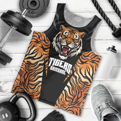 Brisbane Rugby Custom Men Tank Top Go Tigers Skin Pattern - Aussie Hoodie