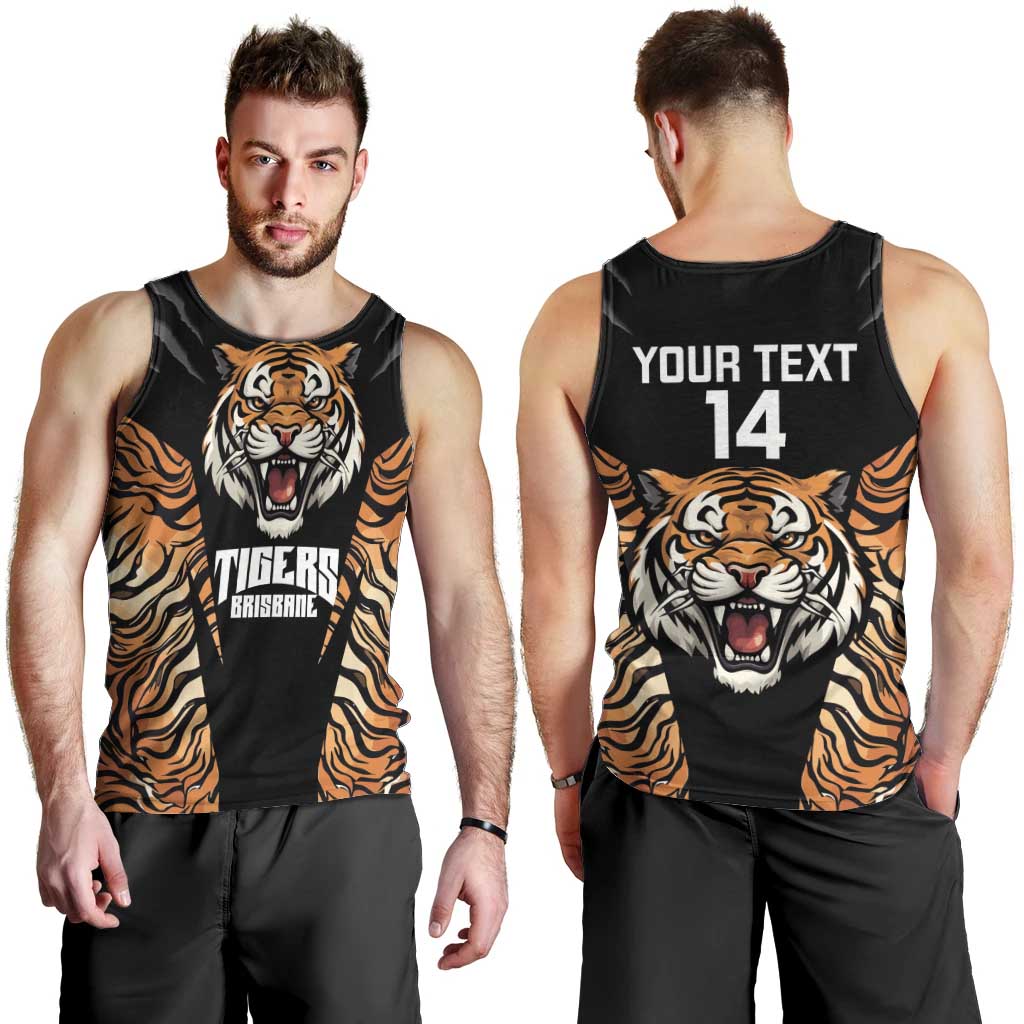 Brisbane Rugby Custom Men Tank Top Go Tigers Skin Pattern - Aussie Hoodie