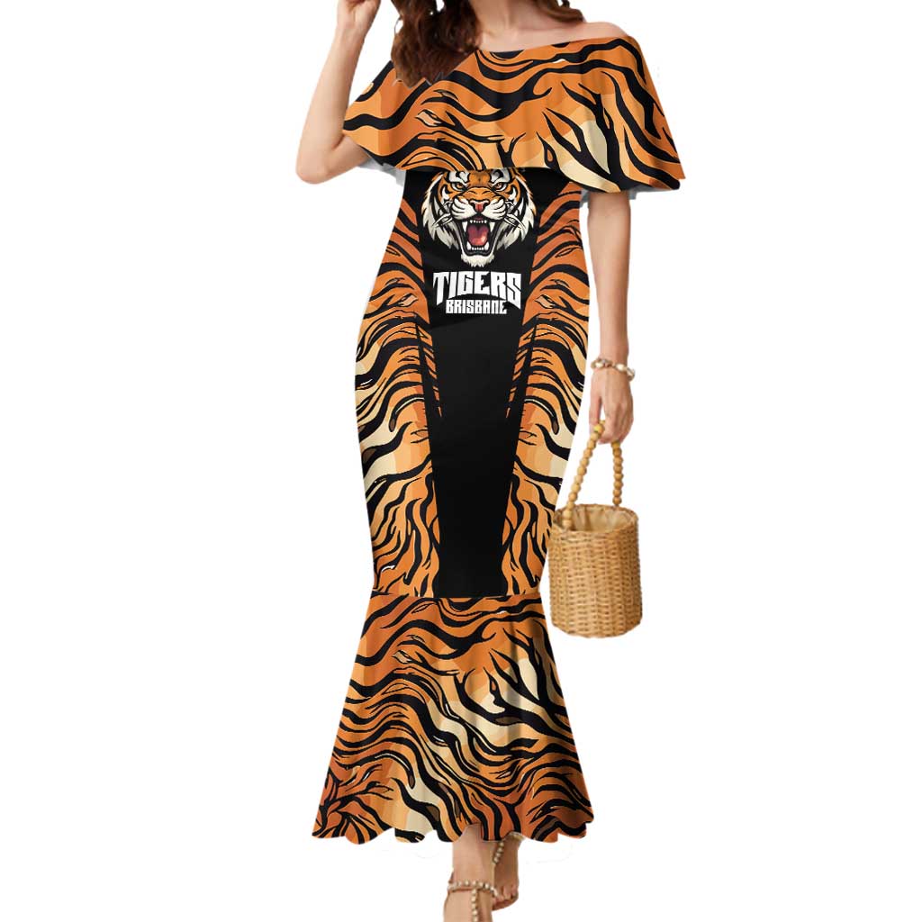 Brisbane Rugby Custom Mermaid Dress Go Tigers Skin Pattern - Aussie Hoodie