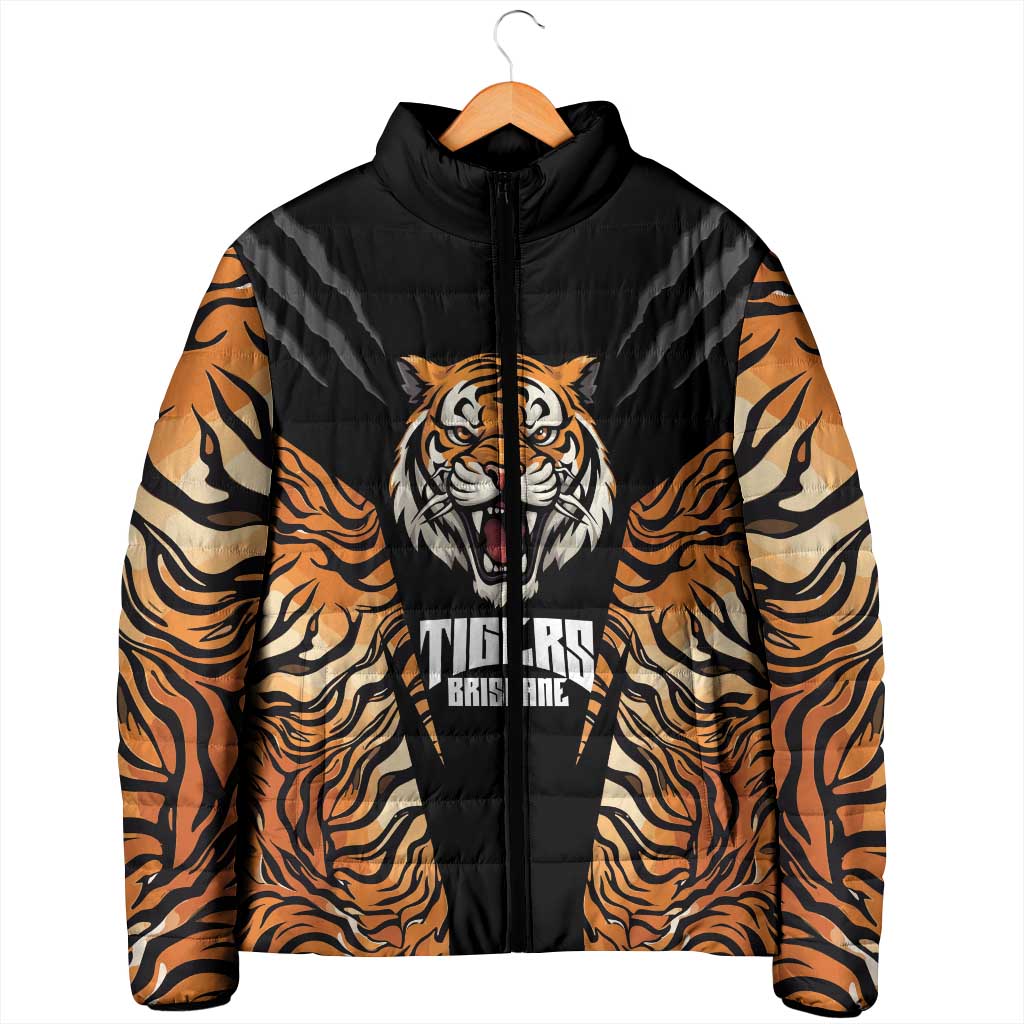 Brisbane Rugby Custom Padded Jacket Go Tigers Skin Pattern - Aussie Hoodie