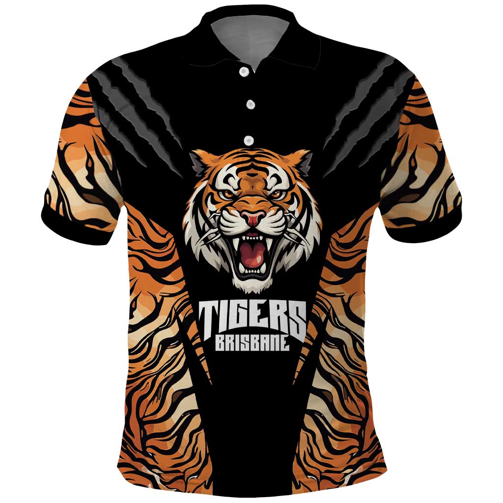Brisbane Rugby Custom Polo Shirt Go Tigers Skin Pattern - Aussie Hoodie