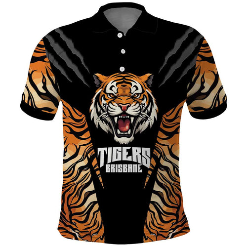 Brisbane Rugby Custom Polo Shirt Go Tigers Skin Pattern - Aussie Hoodie