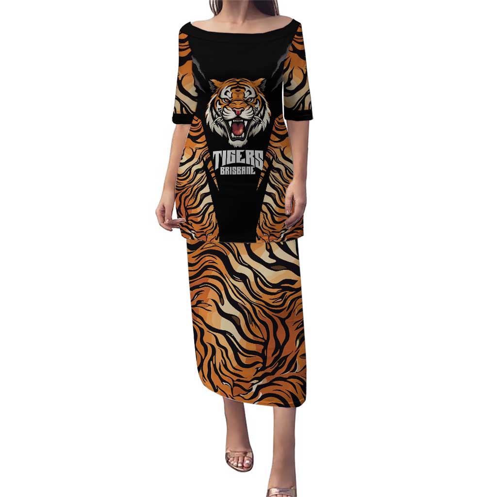 Brisbane Rugby Custom Puletasi Go Tigers Skin Pattern - Aussie Hoodie