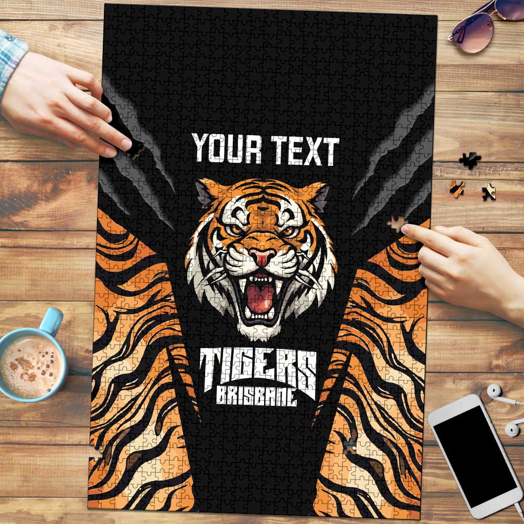 Brisbane Rugby Custom Puzzle Go Tigers Skin Pattern - Aussie Hoodie