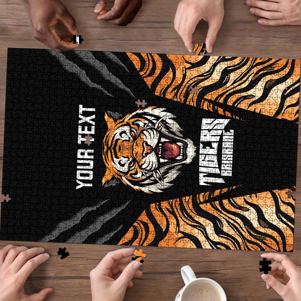 Brisbane Rugby Custom Puzzle Go Tigers Skin Pattern - Aussie Hoodie