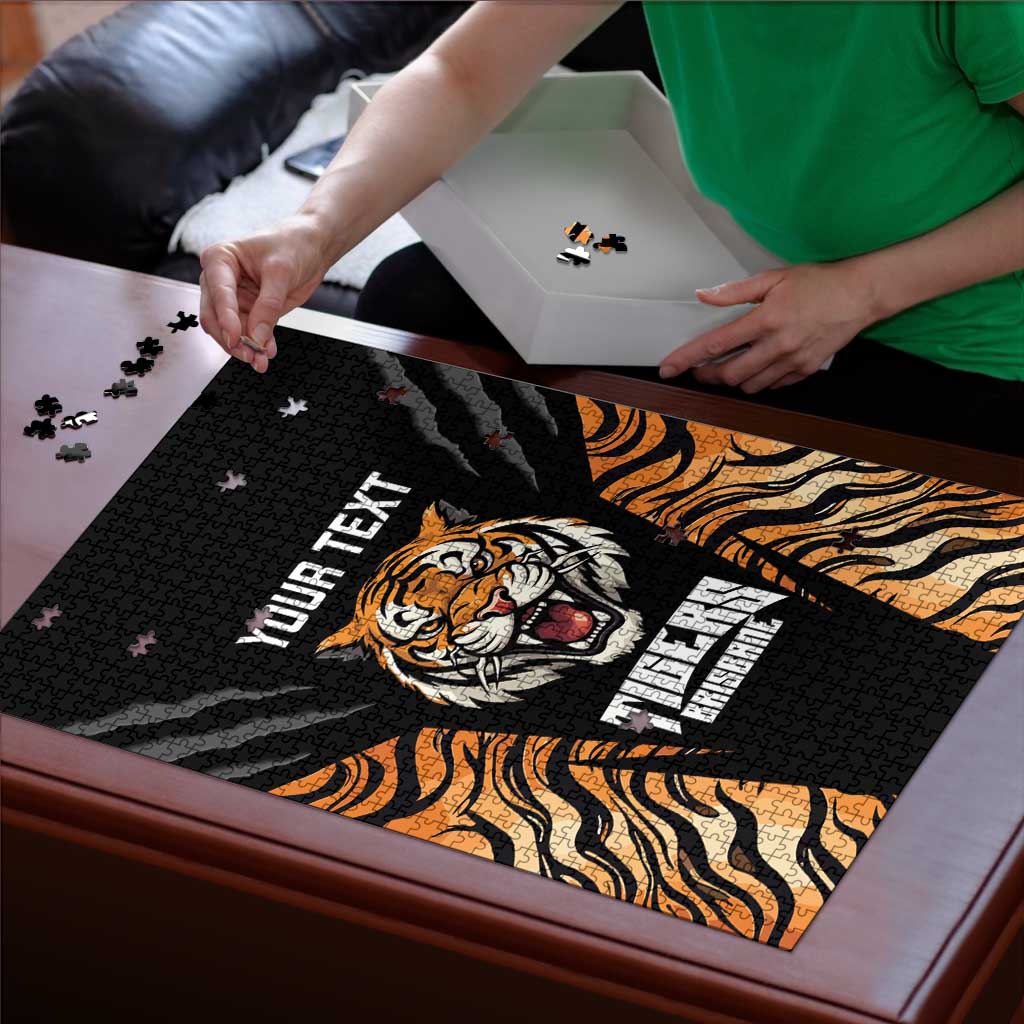 Brisbane Rugby Custom Puzzle Go Tigers Skin Pattern - Aussie Hoodie