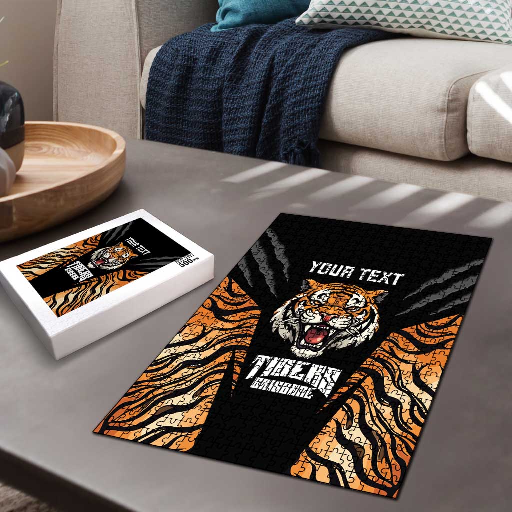 Brisbane Rugby Custom Puzzle Go Tigers Skin Pattern - Aussie Hoodie
