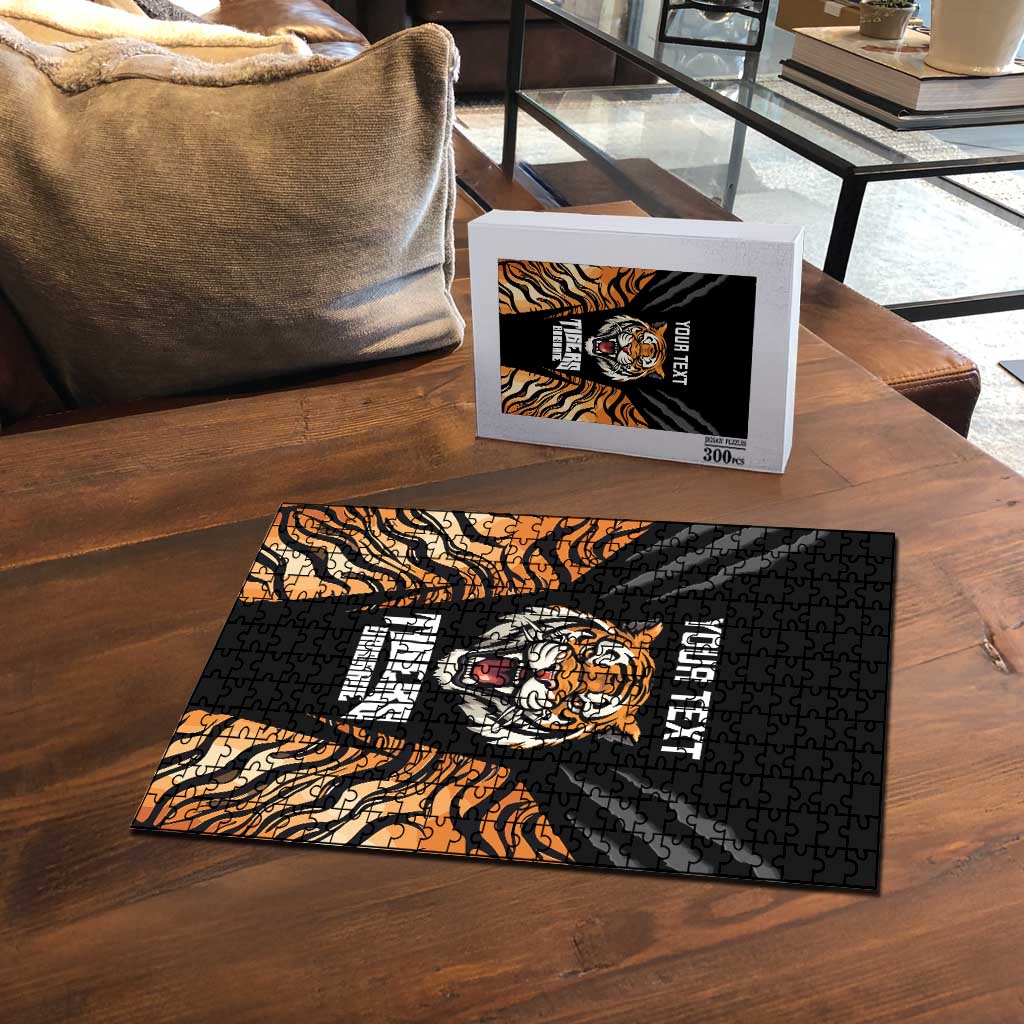 Brisbane Rugby Custom Puzzle Go Tigers Skin Pattern - Aussie Hoodie
