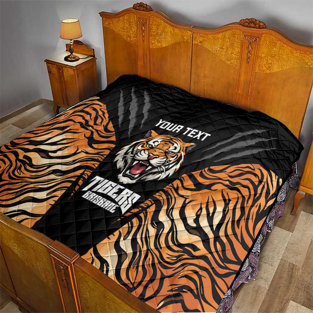 Brisbane Rugby Custom Quilt Go Tigers Skin Pattern - Aussie Hoodie