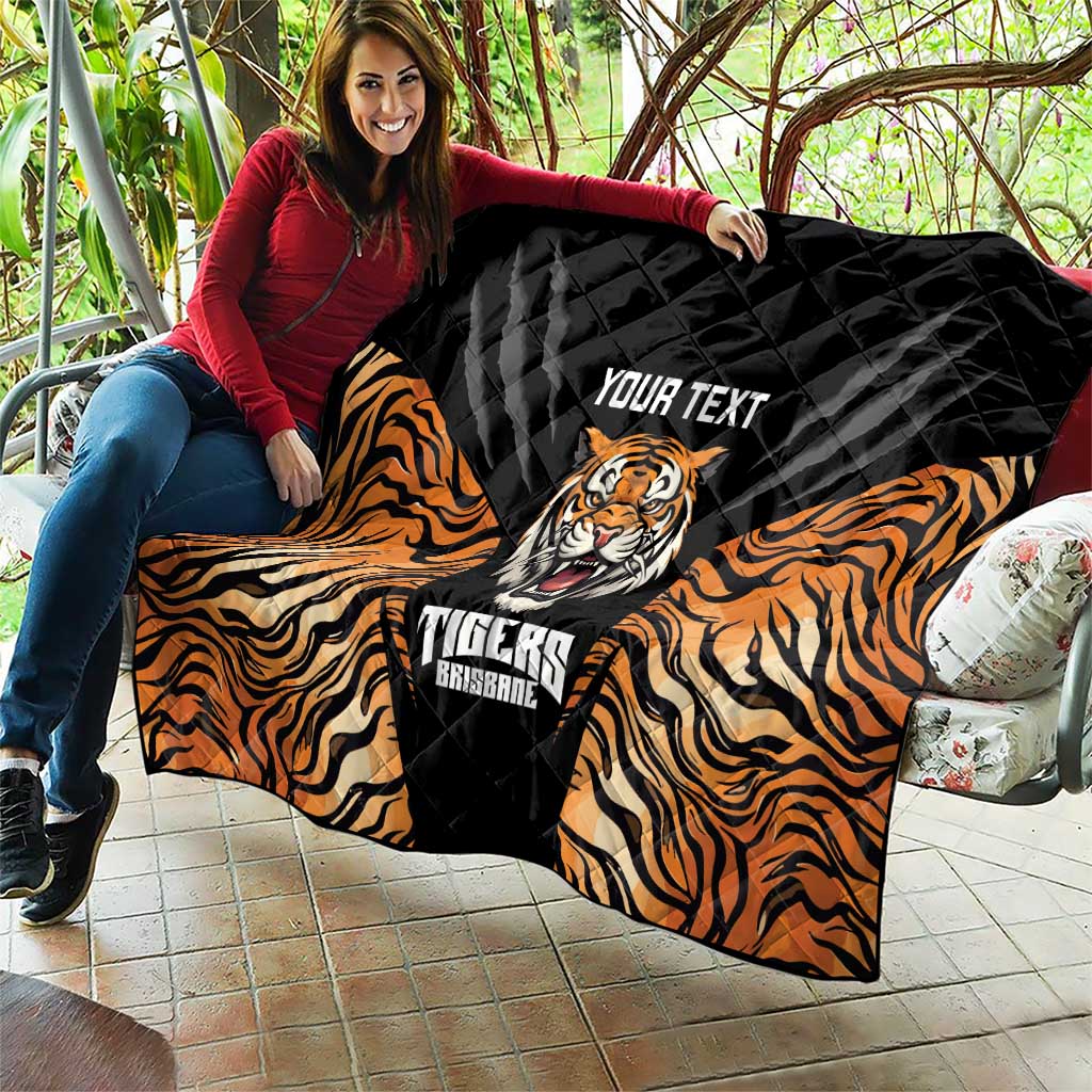 Brisbane Rugby Custom Quilt Go Tigers Skin Pattern - Aussie Hoodie