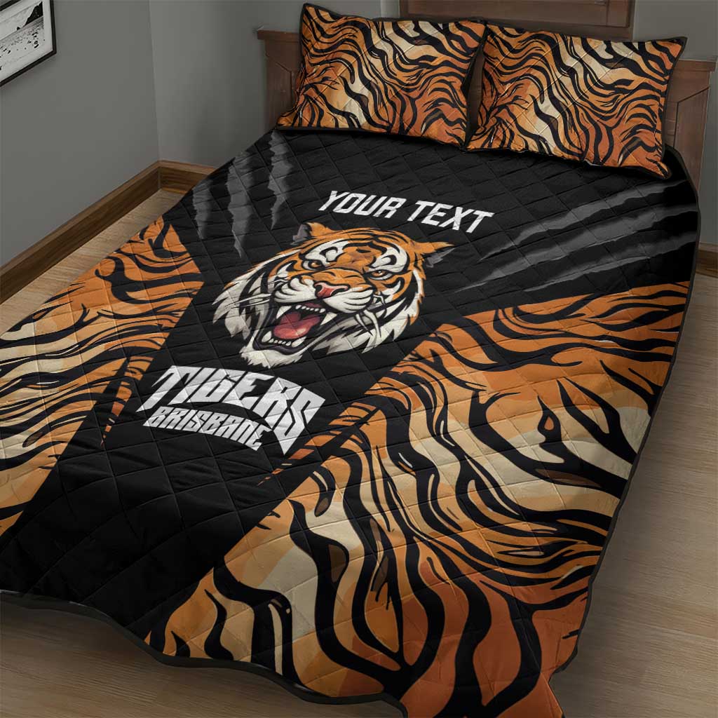 Brisbane Rugby Custom Quilt Bed Set Go Tigers Skin Pattern - Aussie Hoodie