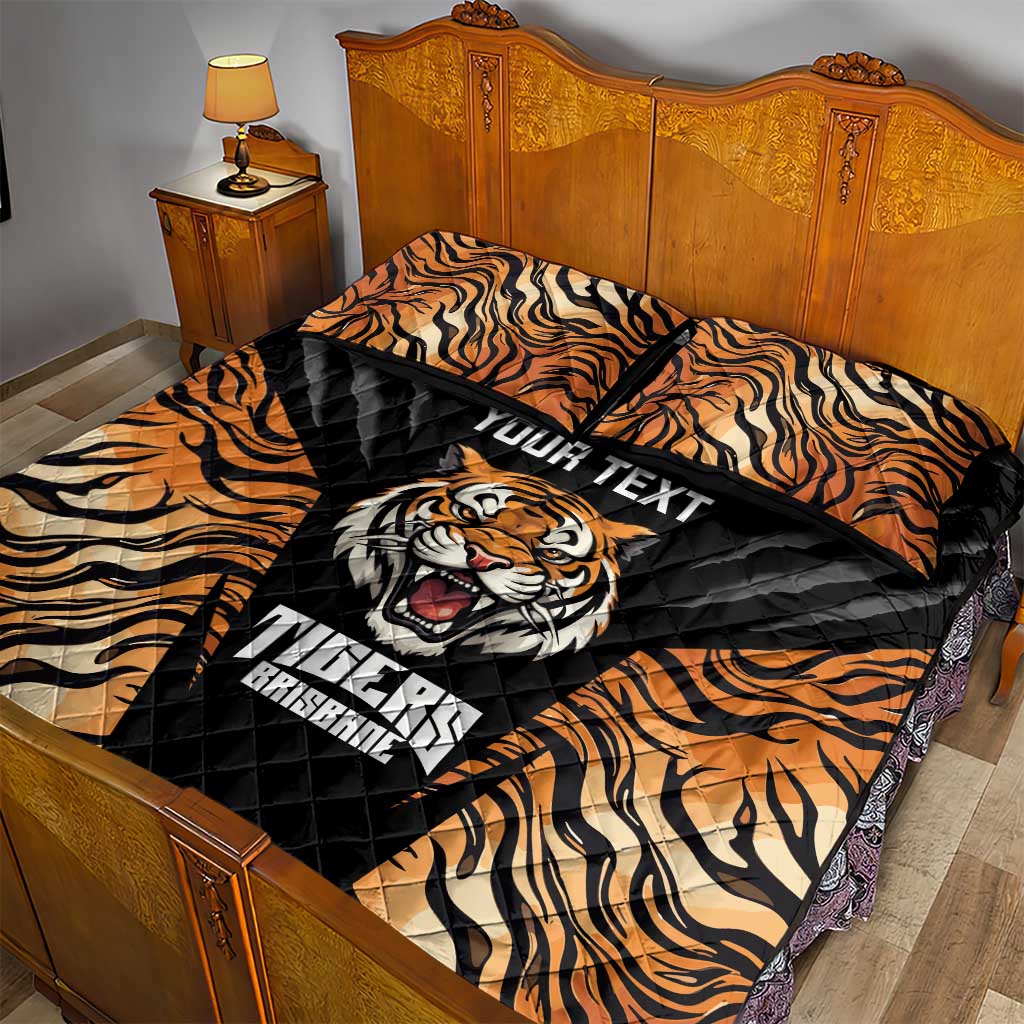 Brisbane Rugby Custom Quilt Bed Set Go Tigers Skin Pattern - Aussie Hoodie