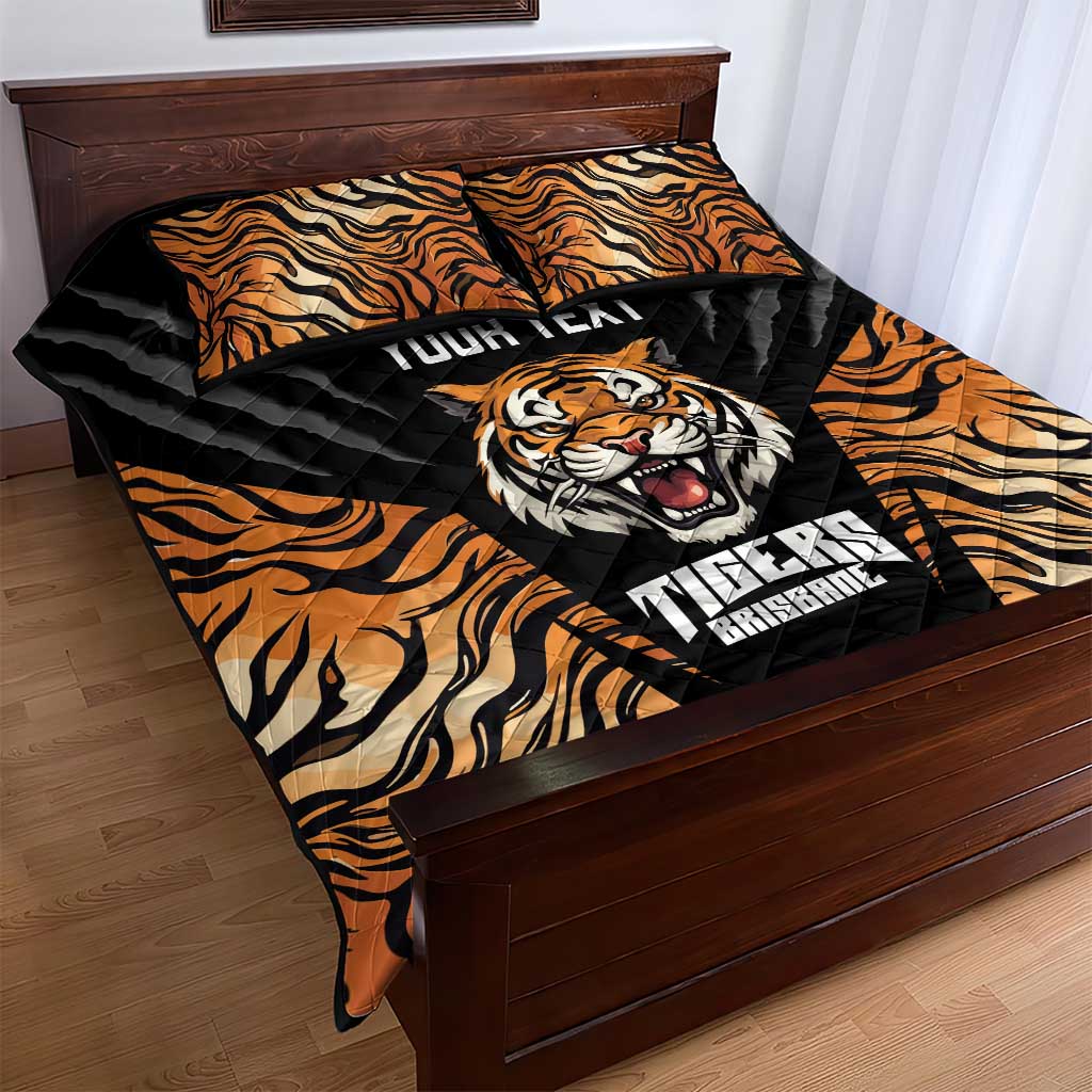 Brisbane Rugby Custom Quilt Bed Set Go Tigers Skin Pattern - Aussie Hoodie