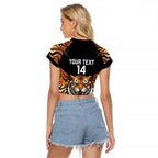 Brisbane Rugby Custom Raglan Cropped T Shirt Go Tigers Skin Pattern - Aussie Hoodie