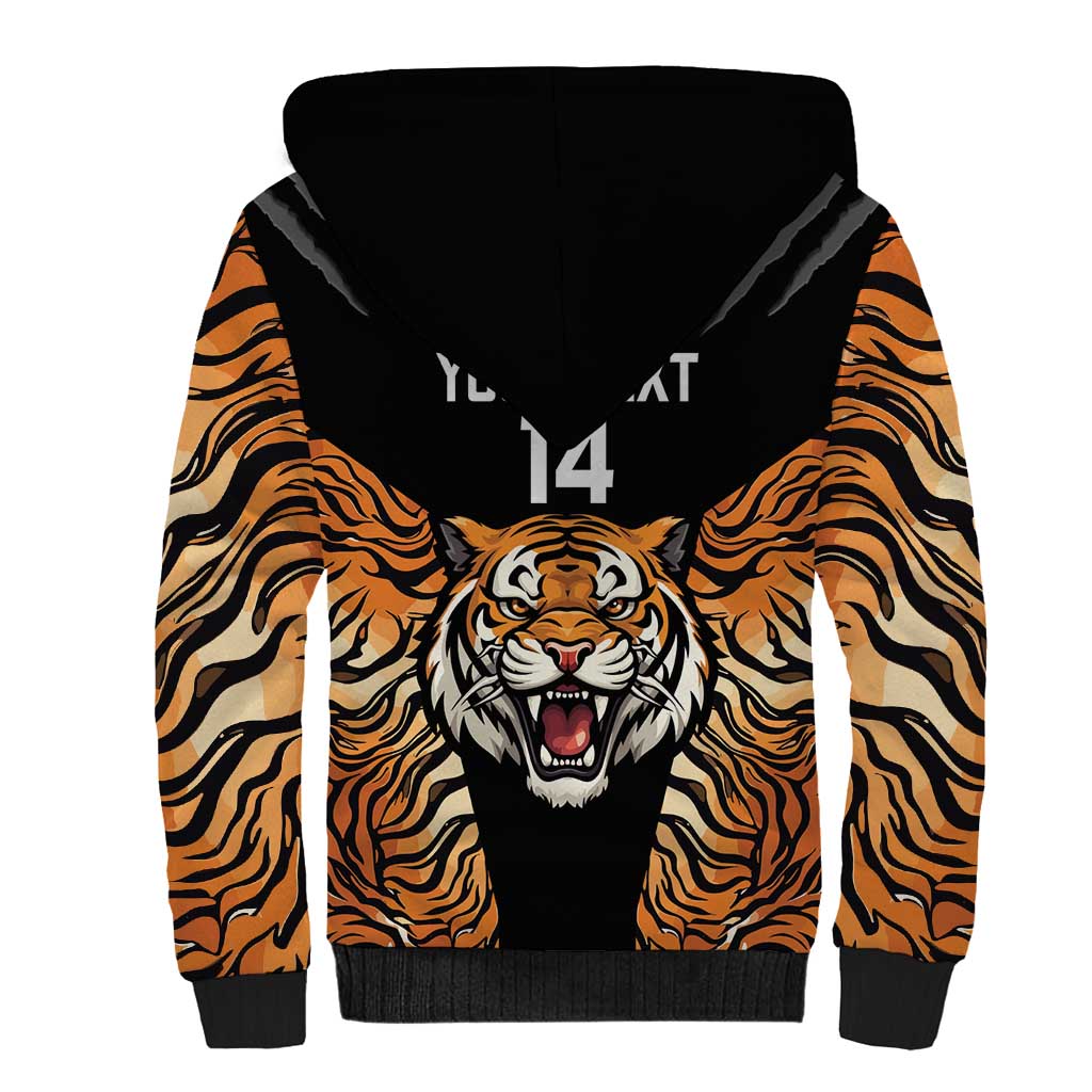 Brisbane Rugby Custom Sherpa Hoodie Go Tigers Skin Pattern - Aussie Hoodie